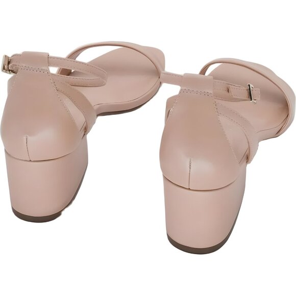 Anne Klein Mia Ankle Strap Block Heel Sandals Nude Smooth US 10M - Picture 3 of 6